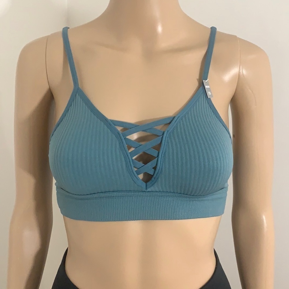 New VS Pink Teal Lace Front Bralette XS